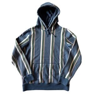 Abercrombie & Fitch Soft Fleece Medium Blue Green Pink White Striped Hoodie